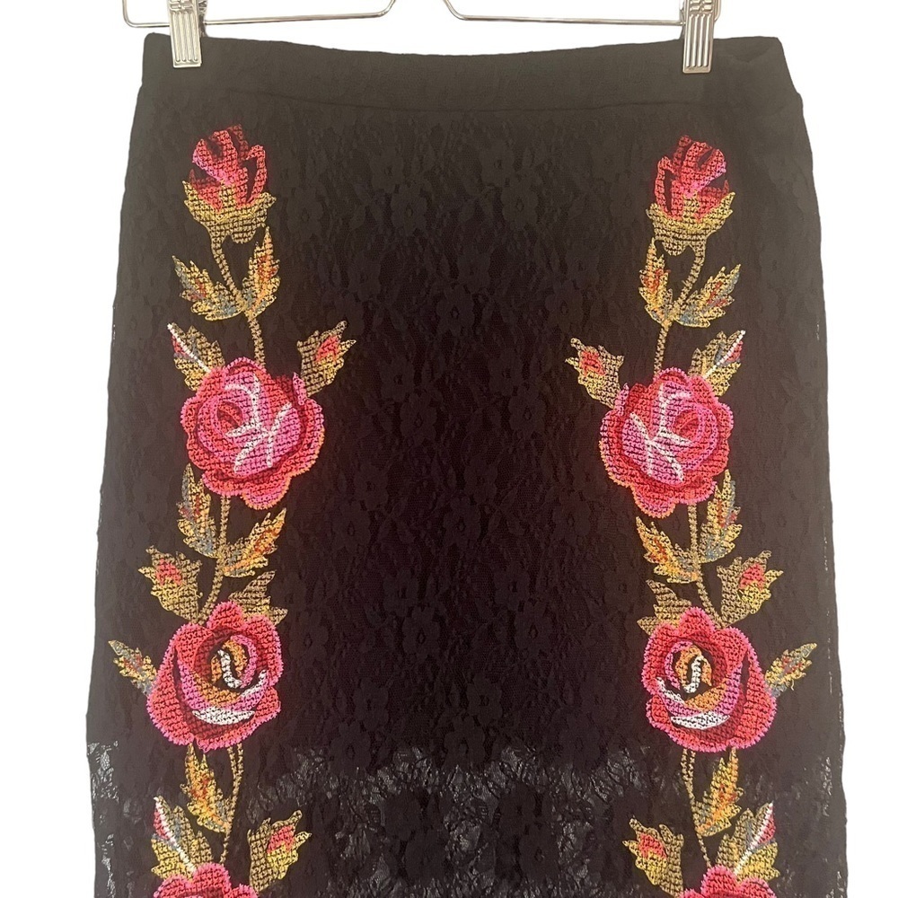 TopShop rose skirt lace sheer black embroidered whimsigoth Romantic chic goth - Picture 7 of 10